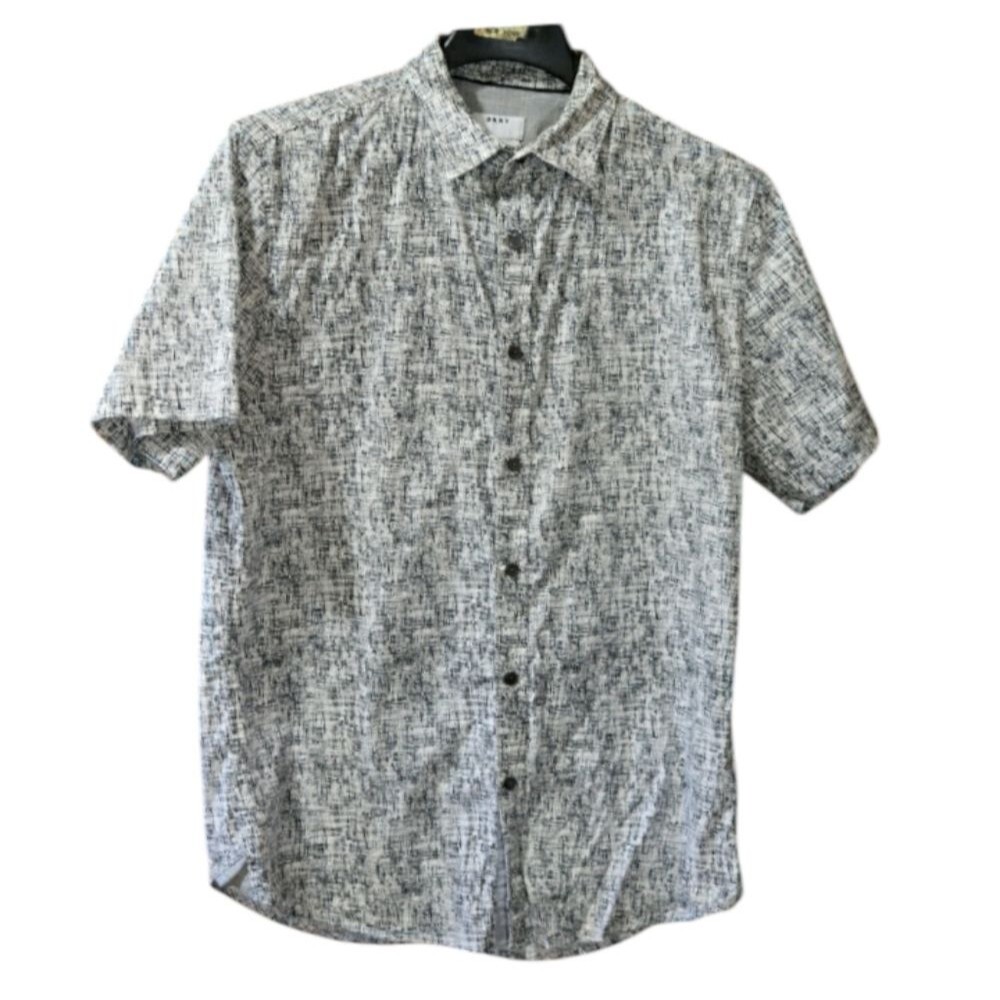 DKNY Blue and White Casual Button Down Shirt Print MEDIUM